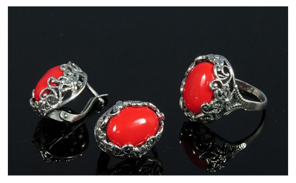 сережки и перстень из мельхиора