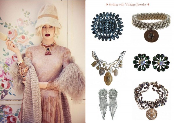 ретро образ с винтажными украшениями