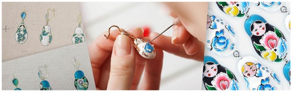 серьги с эмалью