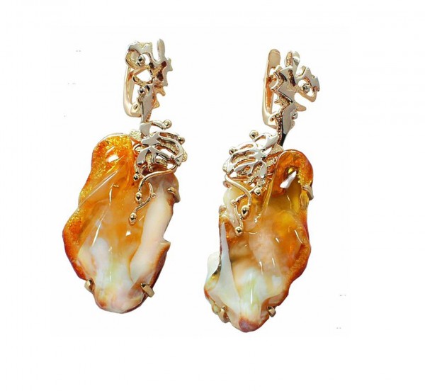 серьги с янтарём