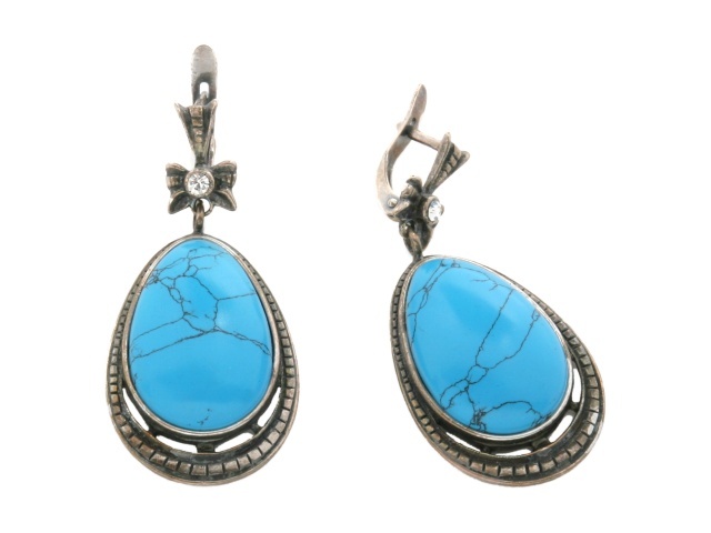 Серьги Овал с Камнем